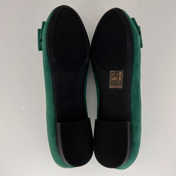 Womens Green Elastic Crisscross Bowknot Slip-On SuedeLook Size 8 Ballet Flats - Picture 8 of 9